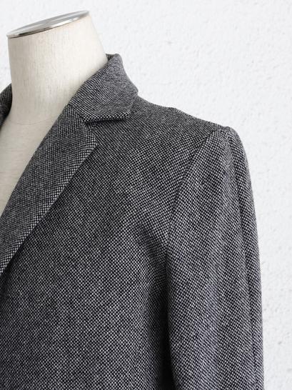 FAGASSENT "CF2 grey"wool tweed classic chester field coat with black wrinkle...
